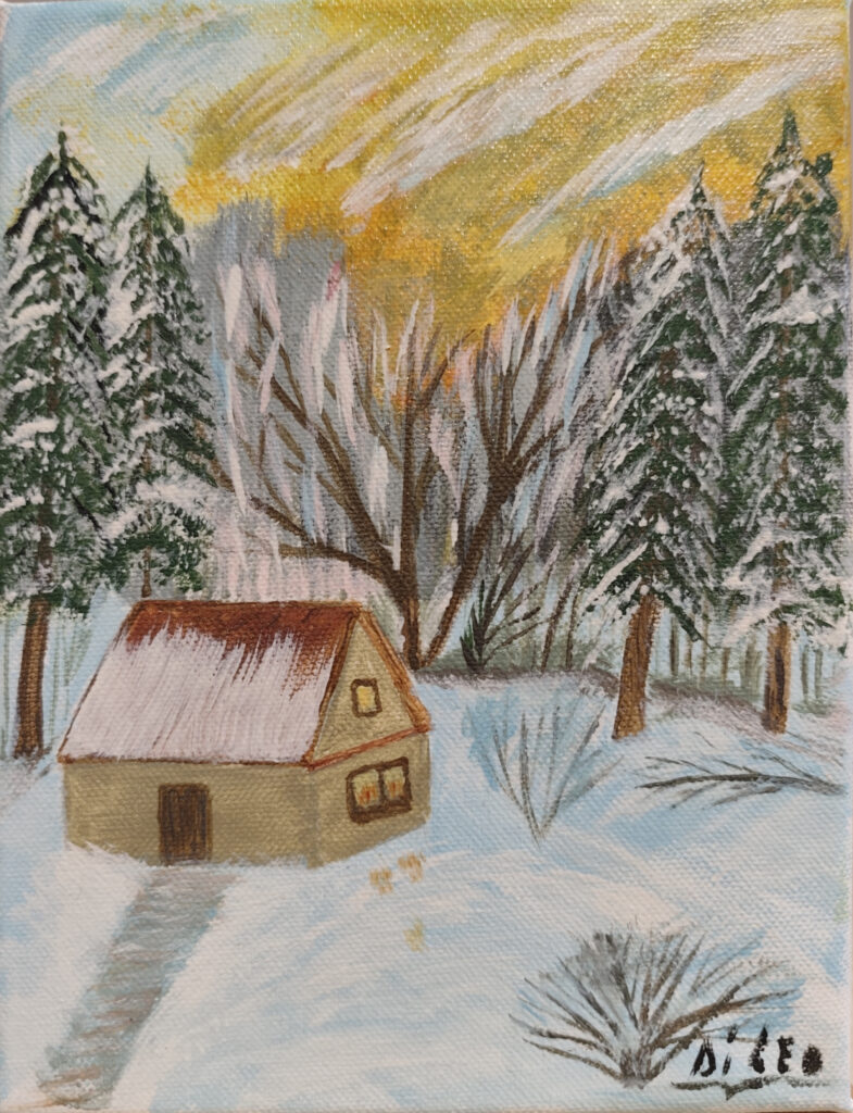 Casa nella neve - Tela - 18x24 - (2023)