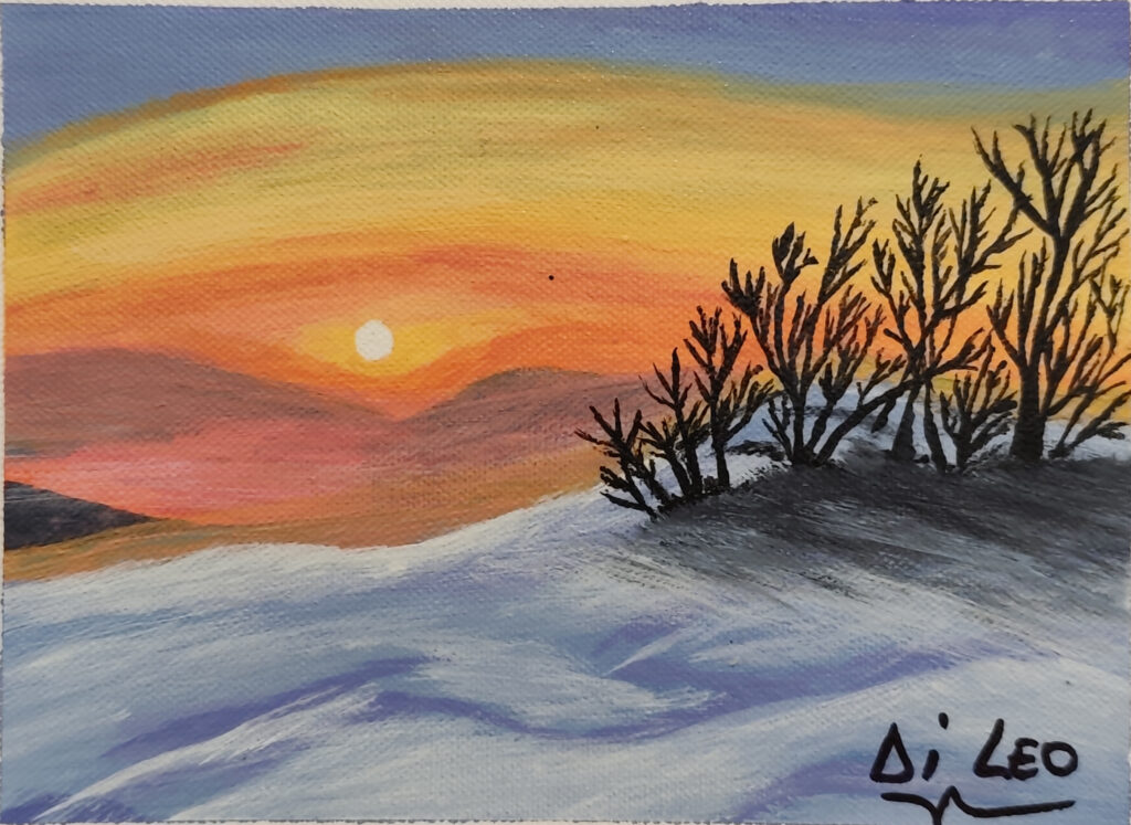 Tramonto sulla neve - Tela - 24x18 - (2023)