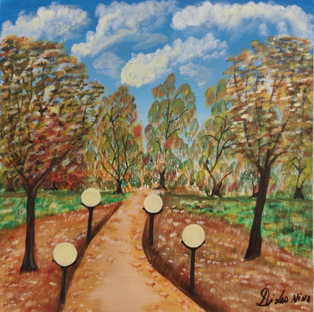 Viale con lampioni - Tela - 40x40 - (2024)