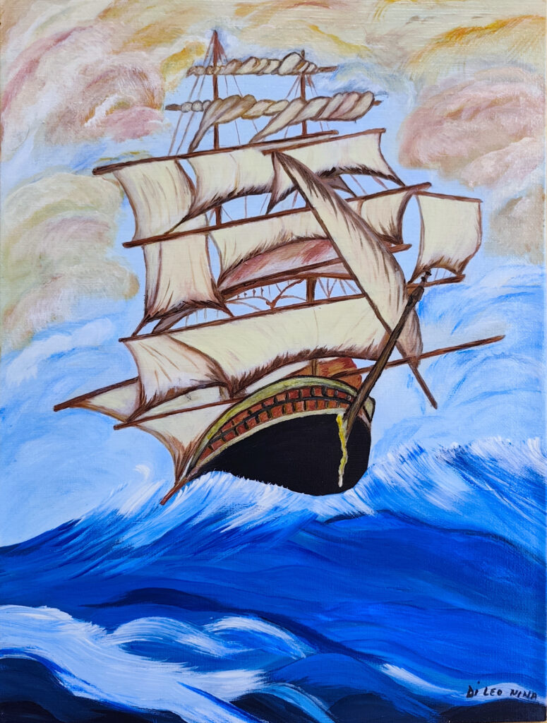 Veliero alla deriva - Cartone telato - 30x40 - (2025)